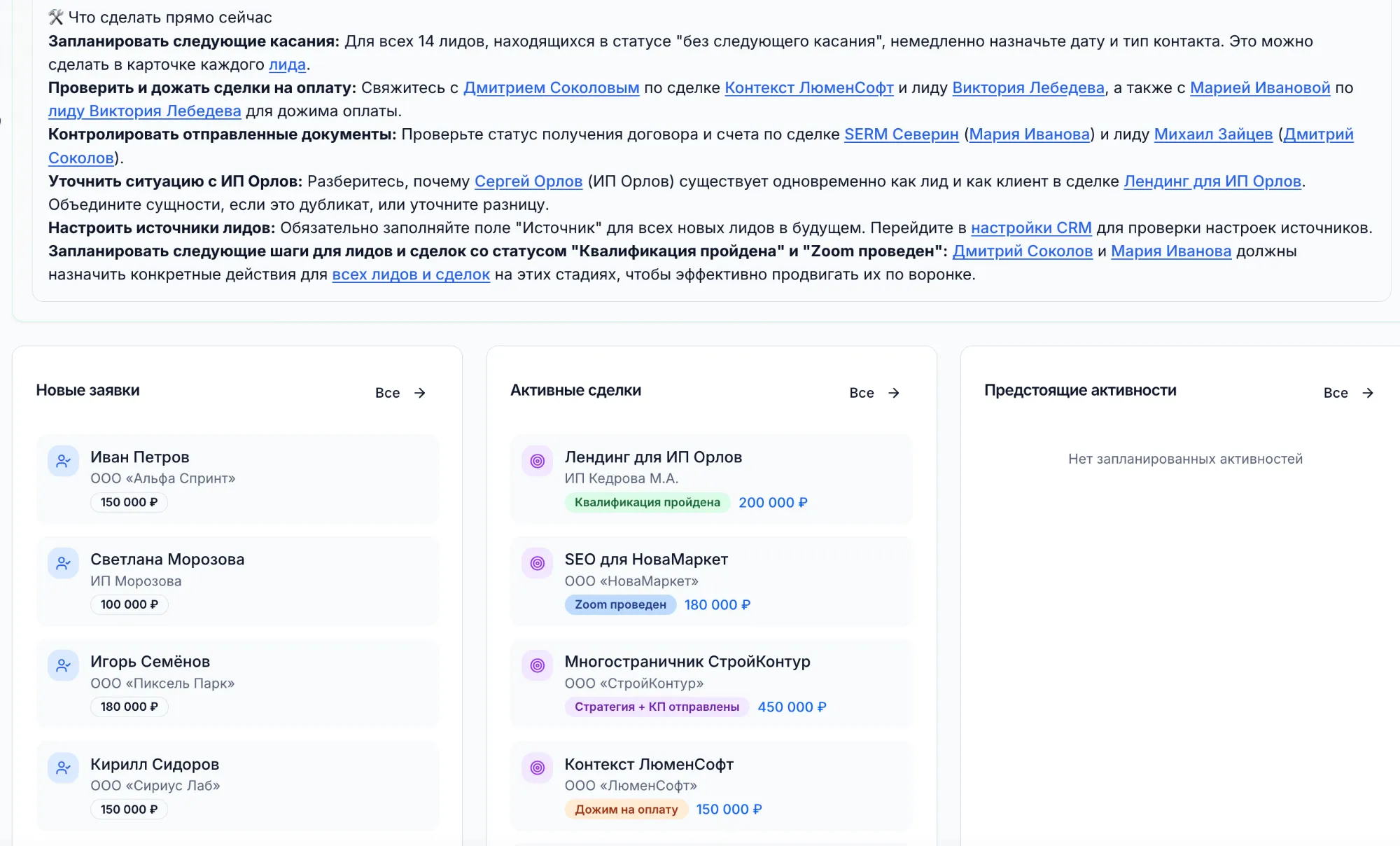 CRM — анализ и рекомендации